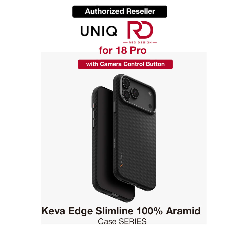 Uniq Keva Edge Slimline 100% Aramid Magnetic Case with Camera Control Button for iPhone 18 Pro- Carbon Black