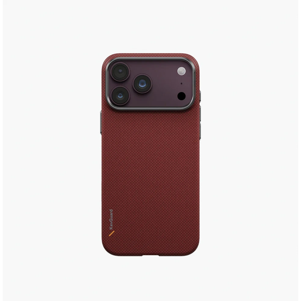Picture of Apple iPhone 18 Pro Case | Uniq Keva Edge Slimline 100% Aramid Magnetic Case with Camera Control Button for iPhone 18 Pro- Ember Red