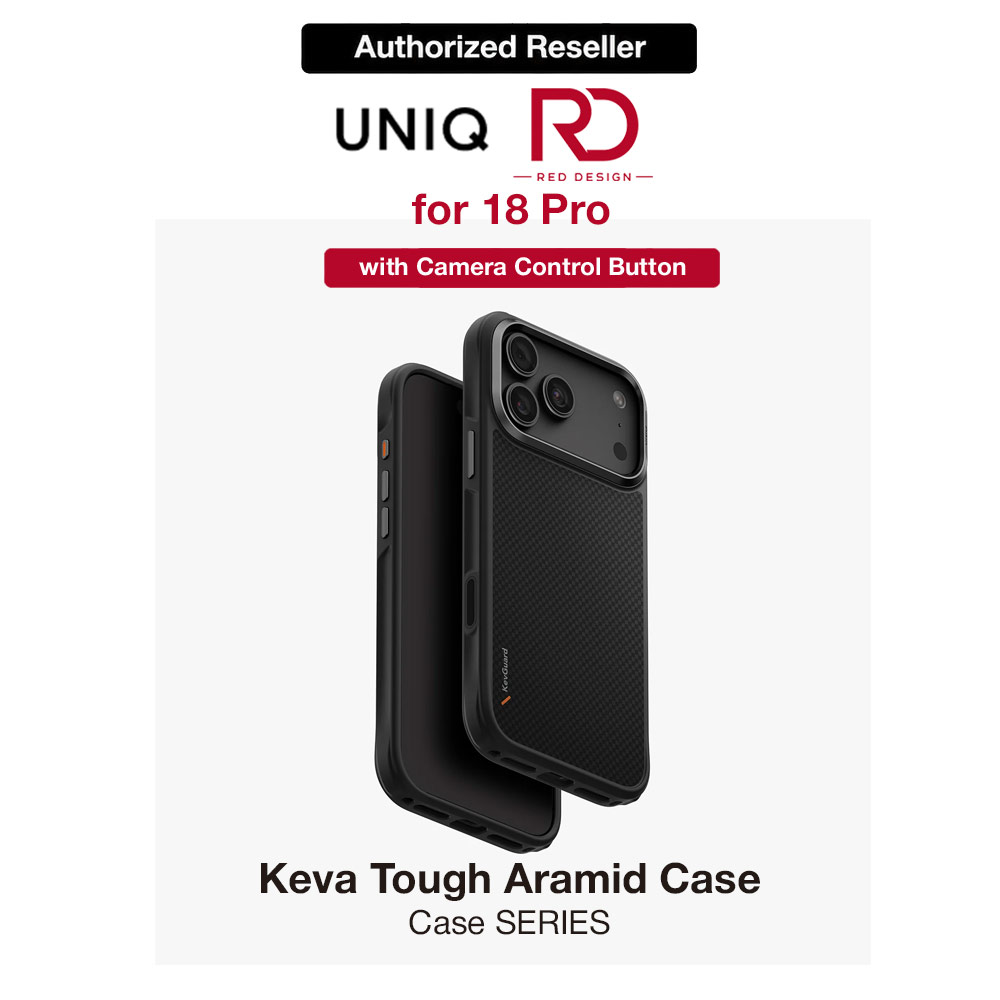 Uniq Keva Tough Aramid MagClick Protection Case with Camera Control Button for iPhone 18 Pro - Carbon Black