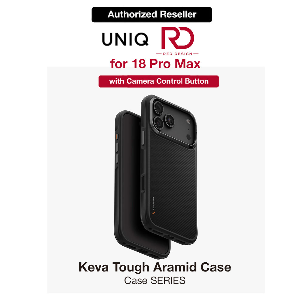 Uniq Keva Tough Aramid MagClick Protection Case with Camera Control Button for iPhone 18 Pro Max - Carbon Black