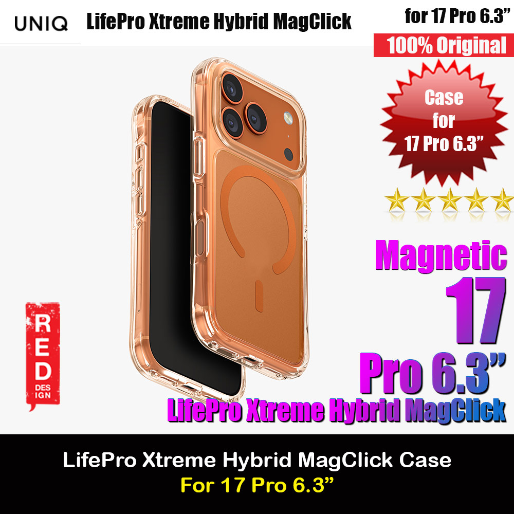 Picture of Uniq LifePro Xtreme Hybrid Magclick Slim Thin Anti Finger Print Transparent Drop Protection Case for iPhone 17 Pro 6.3 (Frosted Clear Orange) Apple iPhone 17 Pro 6.3- Apple iPhone 17 Pro 6.3 Cases, Apple iPhone 17 Pro 6.3 Covers, iPad Cases and a wide selection of Apple iPhone 17 Pro 6.3 Accessories in Malaysia, Sabah, Sarawak and Singapore 