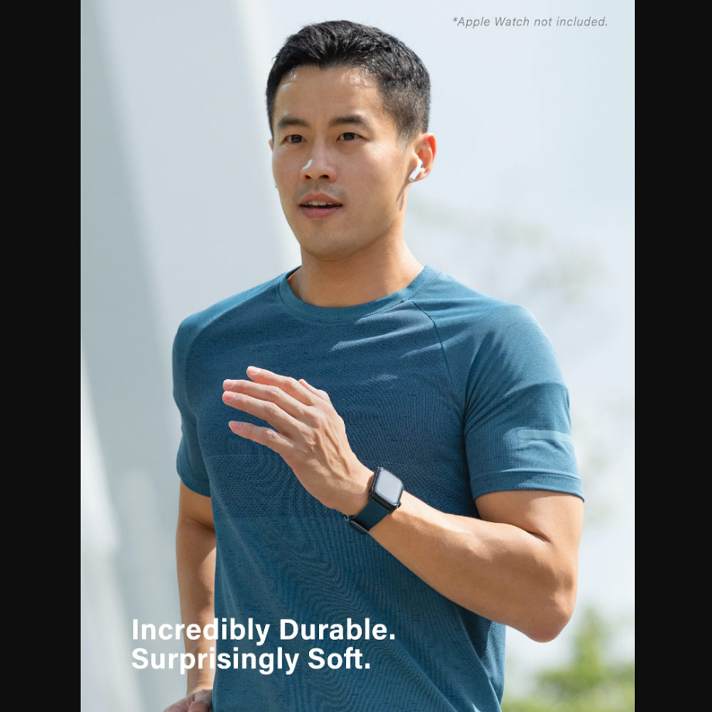 Picture of Apple Watch 38mm  | Uniq Linus Waterproof AiroSoft TM Breathable Silicone Strap Apple Watch 41mm 40mm 38mm Series 1 2 3 4 5 6 7 SE 8 (Midnight Black)