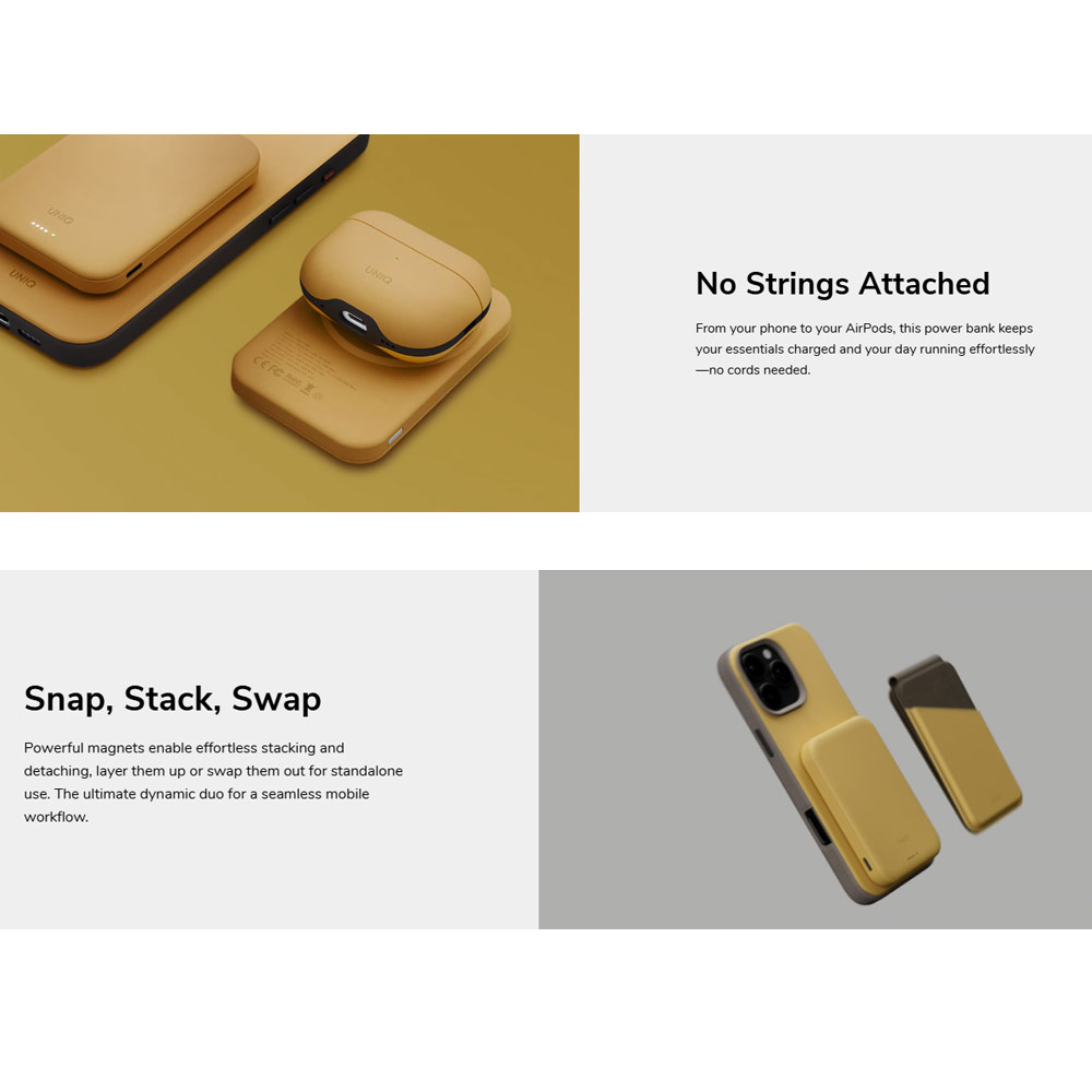 Picture of Uniq Lyden Lexa Super Ultra Slim Thin Pocket Small Size 5000mah Premium Leatherette Magnetic Power Bank MCMC Approved (Black)