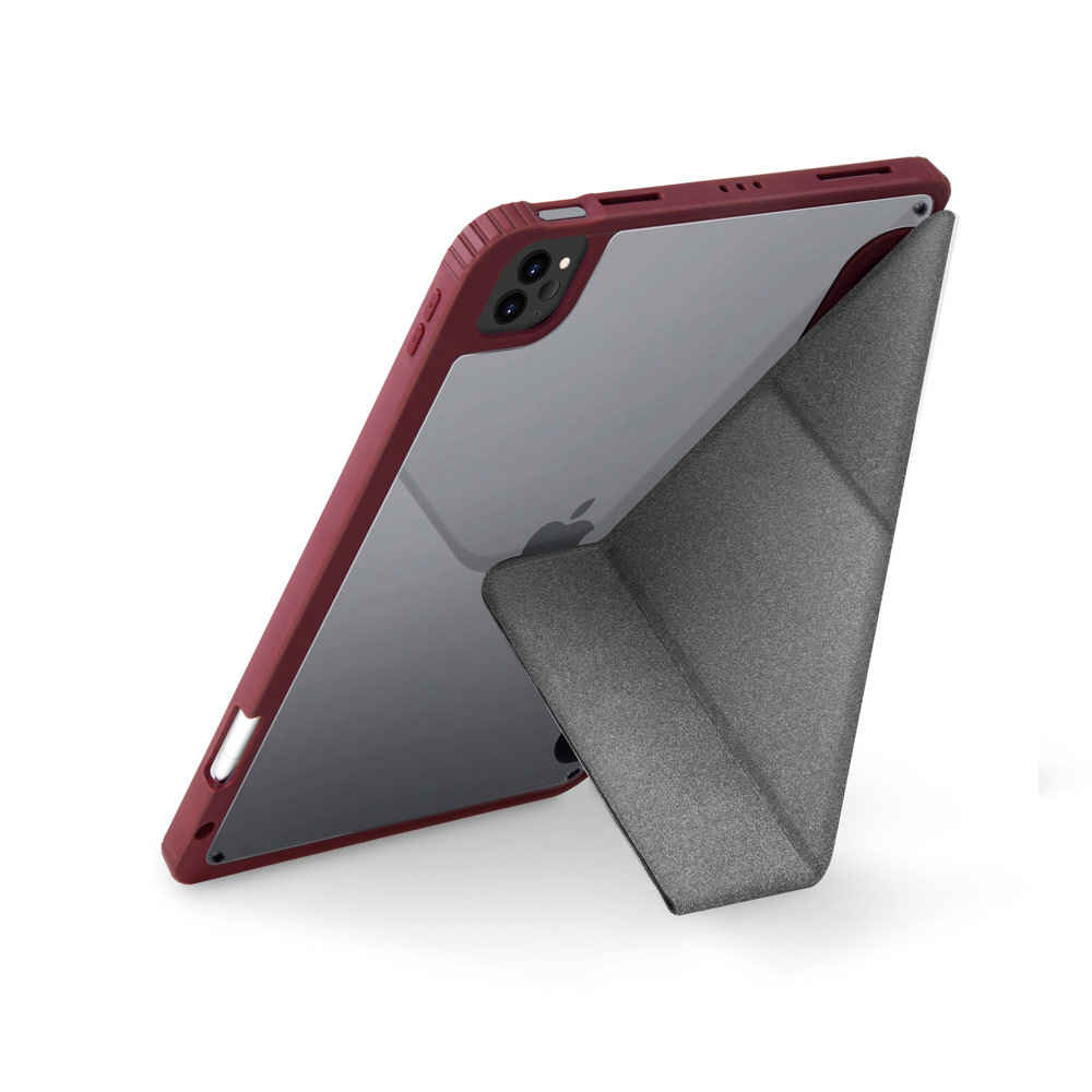 Picture of Apple iPad Pro 11 3rd gen 2021 Case | Uniq Moven Tough Hybrid Case with Clear Scratch-Resistant Black Protection Flip and Standable Case with Pen Storage for Apple iPad Pro 11 3rd Gen 2021 (Burgundy Maroon)