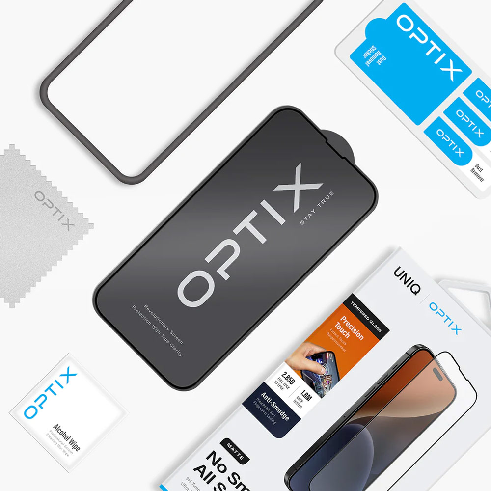 Picture of Apple iPhone 15 Pro Max 6.7 Screen Protector | Uniq Optix Matte Anti Glare Tempered Glass Screen Protector with Installation Helper Kit for iPhone 15 Pro Max 6.7 (Matte)