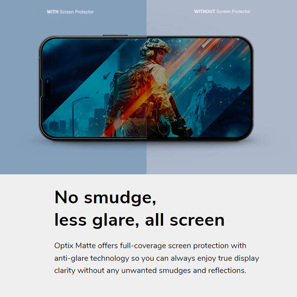 Picture of Apple iPhone 15 Pro Max 6.7 Screen Protector | Uniq Optix Matte Anti Glare Tempered Glass Screen Protector with Installation Helper Kit for iPhone 15 Pro Max 6.7 (Matte)