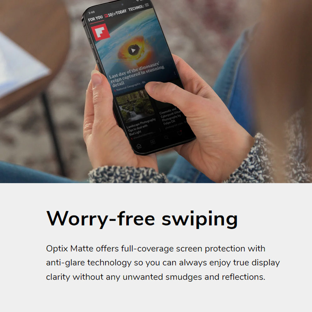 Picture of Apple iPhone 15 Pro Max 6.7 Screen Protector | Uniq Optix Matte Anti Glare Tempered Glass Screen Protector with Installation Helper Kit for iPhone 15 Pro Max 6.7 (Matte)