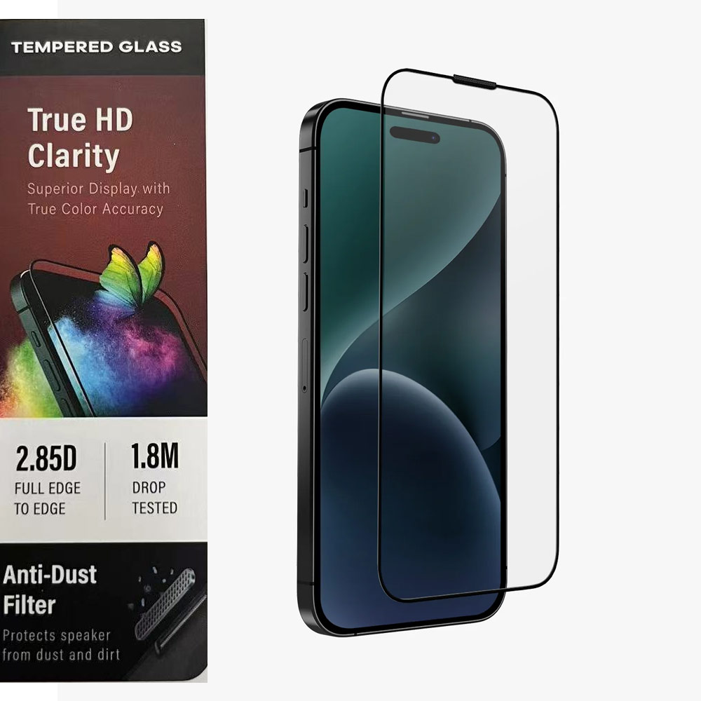 Picture of Apple iPhone 15 Pro 6.1 Screen Protector | Uniq Optix Vivid HD Clear 2.85D Tempered Glass Screen Protector with Installation Helper Kit for iPhone 15 Pro 6.1 (HD Clear)