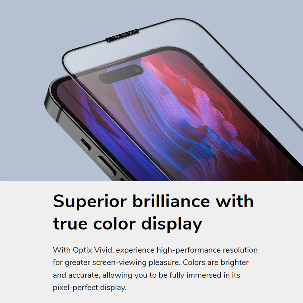 Picture of Apple iPhone 15 Pro 6.1 Screen Protector | Uniq Optix Vivid HD Clear 2.85D Tempered Glass Screen Protector with Installation Helper Kit for iPhone 15 Pro 6.1 (HD Clear)