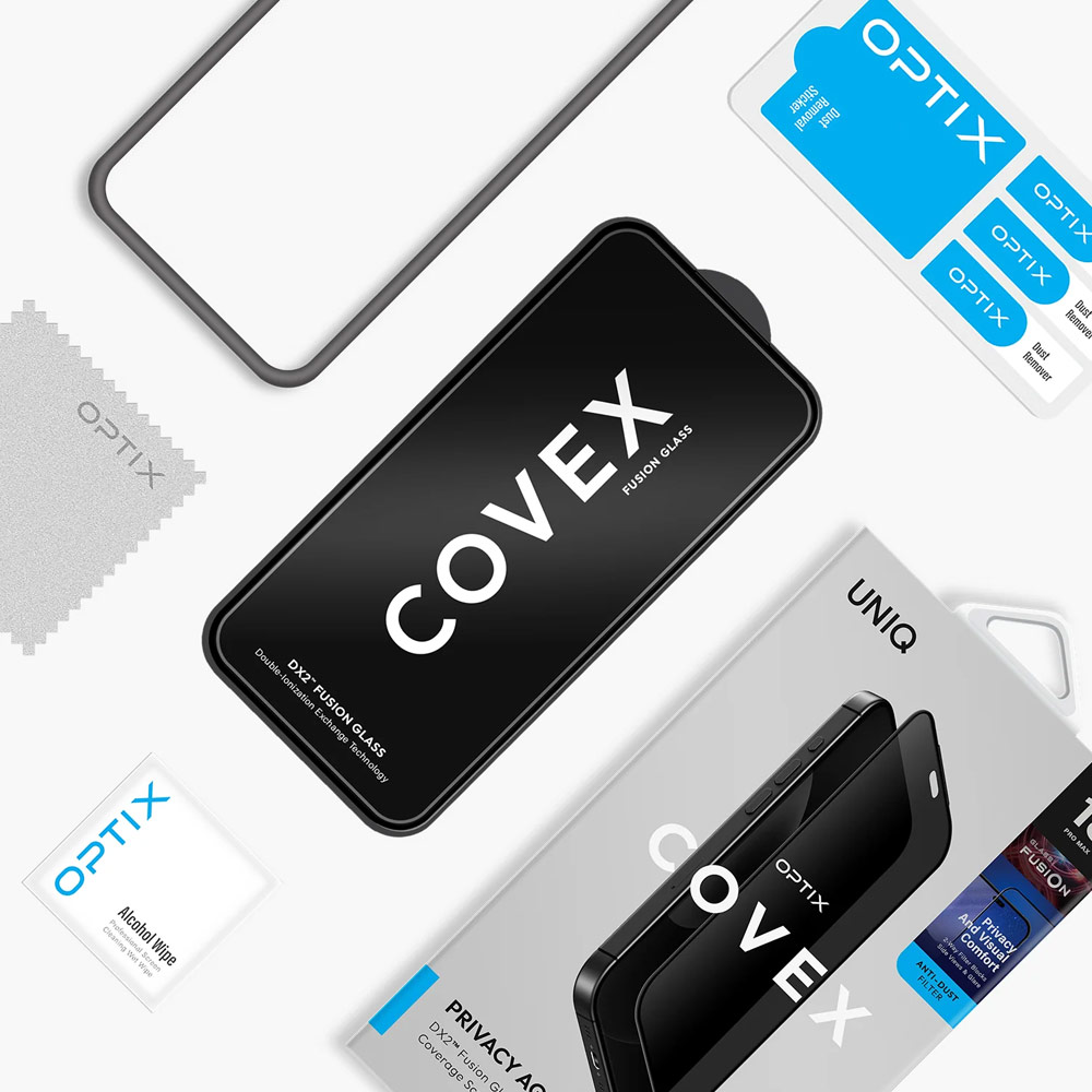 Picture of Apple iPhone 18 Pro Screen Protector | Uniq Optix Covex Privacy Anti-Glare Tempered Glass Screen Protector for iPhone 18 Pro - 2 Way Privacy Anti-Glare