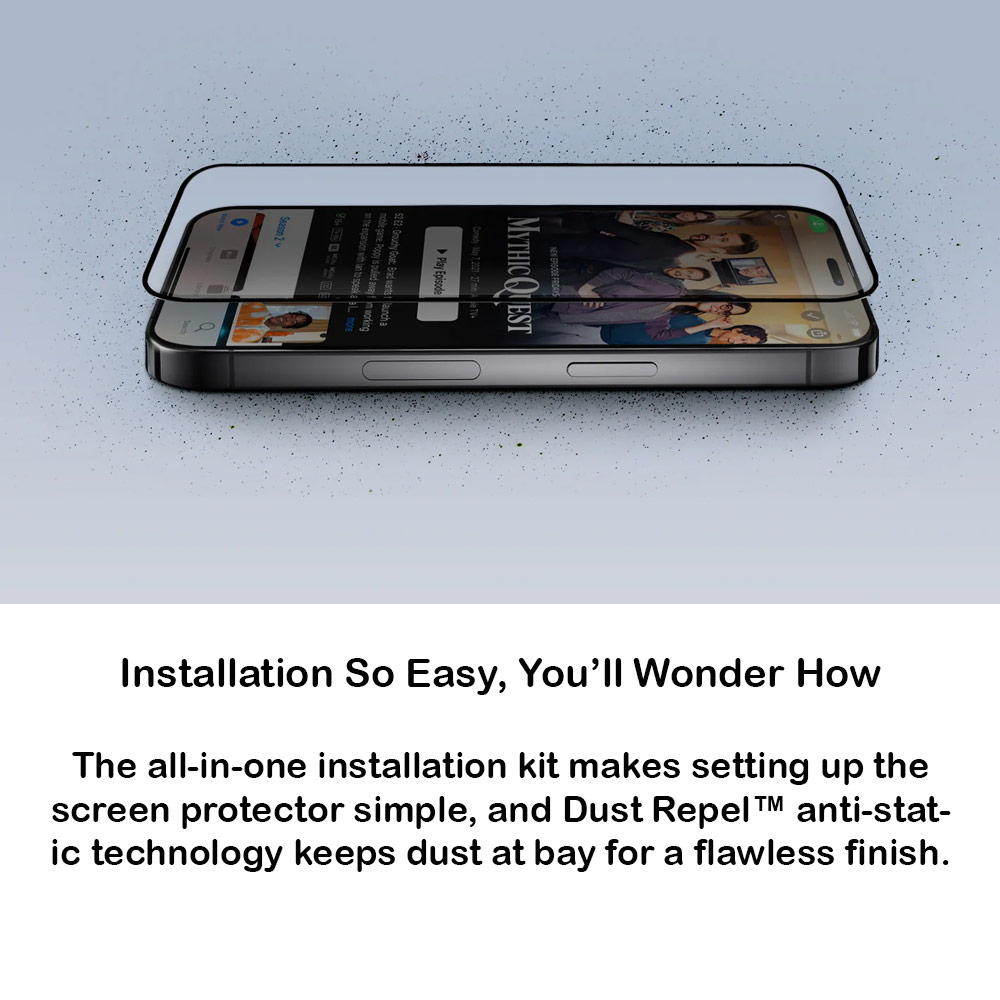 Picture of Apple iPhone 16 Pro 6.3 Screen Protector | Uniq Optix Vivid Tempered Glass Screen Protector with Installation Helper Kit for iPhone 16 Pro 6.3 (Clear)