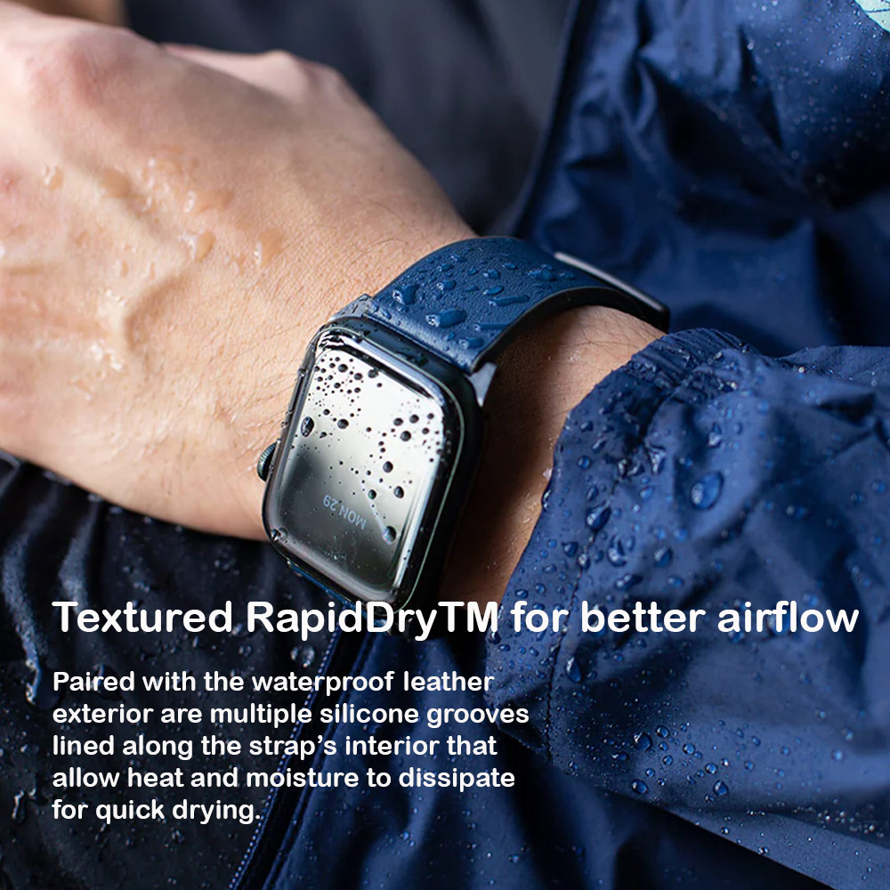 Picture of Apple Watch 42mm  | Uniq Straden Inner Silicone Outer Genuine Leather Strap for Apple Watch 49mm Ultra 45mm 44mm 42mm Series 4 5 6 7 8 SE (Brown)