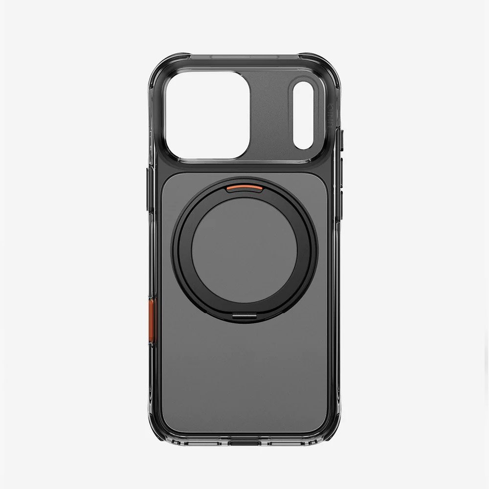 Picture of Apple iPhone 18 Pro Case | Uniq Swivix 360 Rotating Kickstand Magnetic Drop Protection Case with Camera Control Button for iPhone 18 Pro- Carbon Black