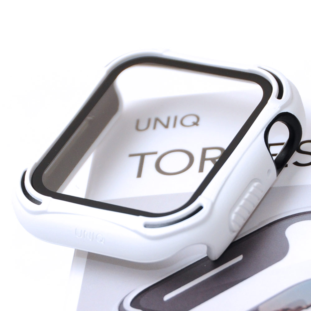 Picture of Apple Watch 44mm Case | Uniq Torres Ultra Tough Hybrid Series Case with High Sensitivity Touch 9H Tempered Glass for Apple Watch 44mm (White)