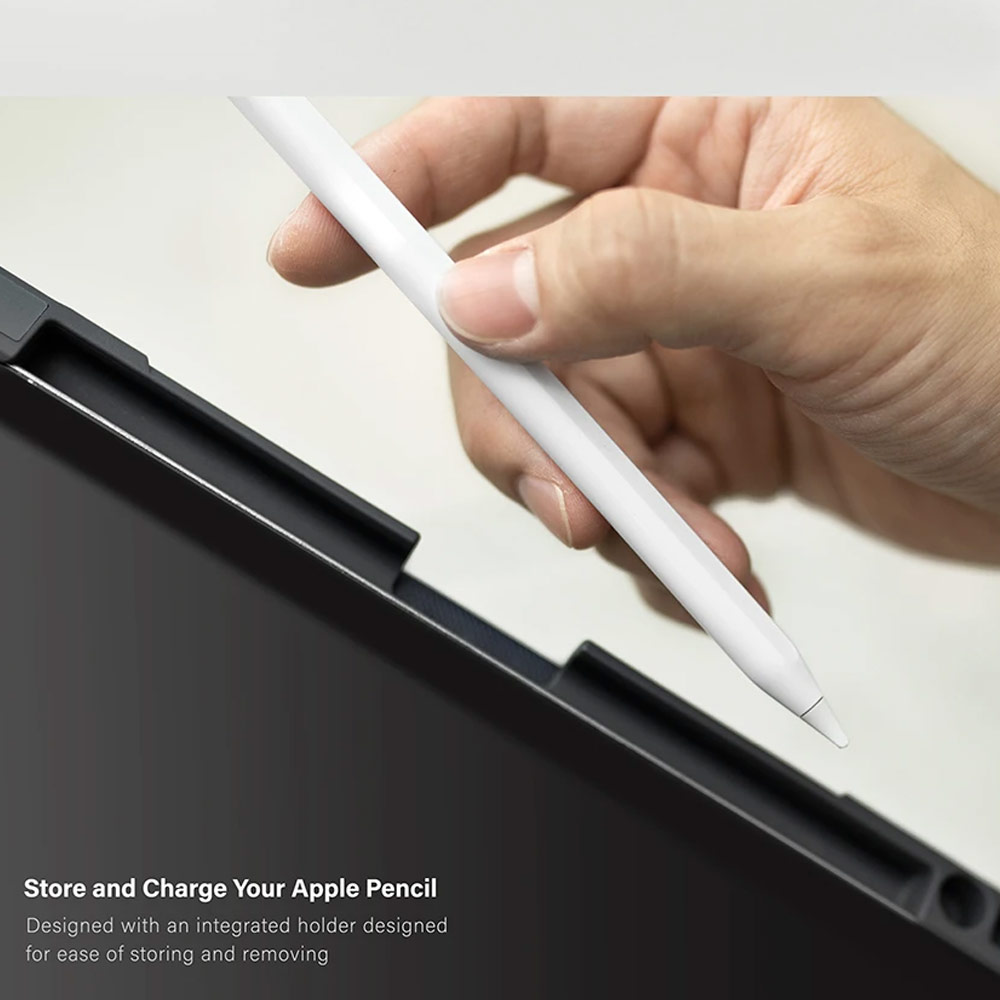 Picture of Apple iPad Air 10.9 2020 Case | Uniq Trexa Rugged Protective Case for iPad Pro 3rd Gen 2020 2021 iPad Air 10.9 2020 Stand Case Protection Case Flip Case (Black)