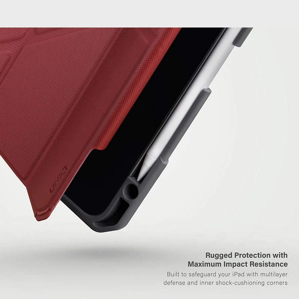 Picture of Apple iPad Air 10.9 2020 Case | Uniq Trexa Rugged Protective Case for iPad Pro 3rd Gen 2020 2021 iPad Air 10.9 2020 Stand Case Protection Case Flip Case (Black)