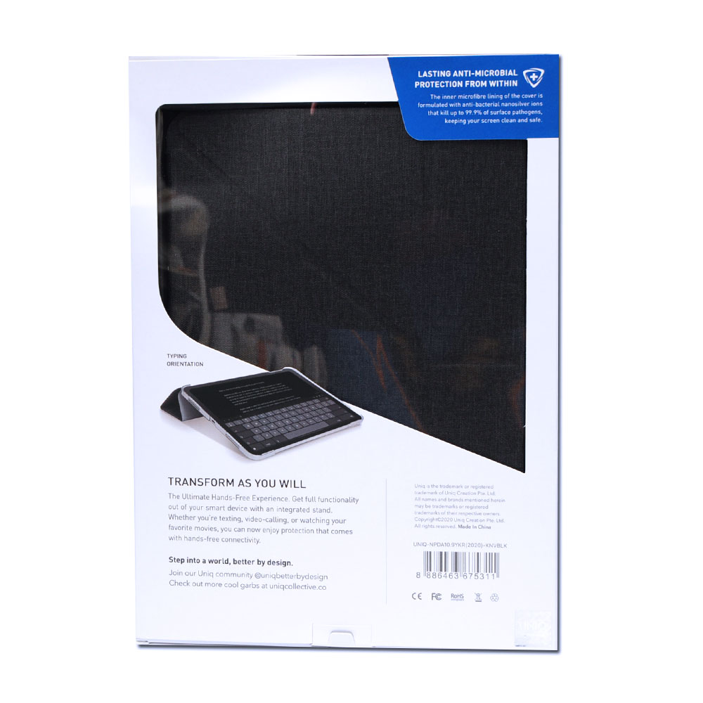 Picture of Apple iPad Air 10.9 2020 Case | Uniq Yorker Kanvas Protection Flip and Standable Case for Apple iPad Air 10.9" 2020 (Black)