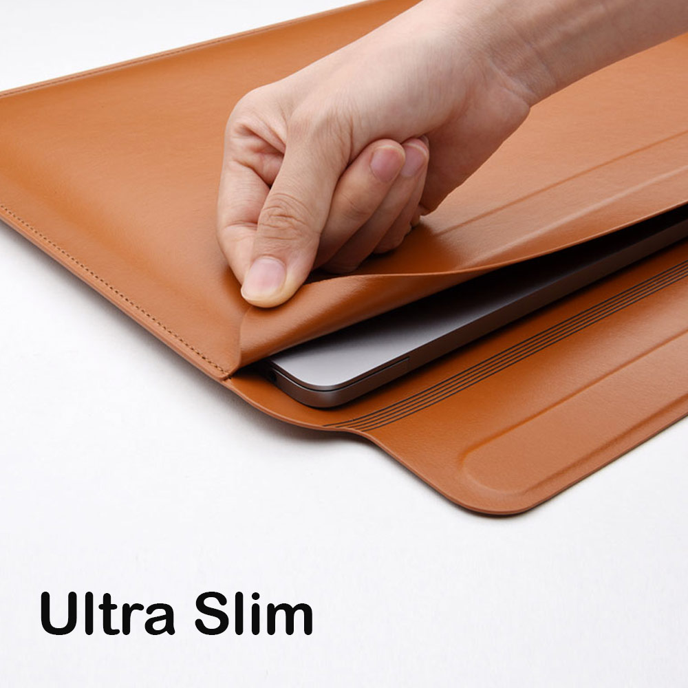 Picture of Apple Macbook Air 13\" | WIWU Skin Pro Slim Stand PU Leather 2 in 1 Sleeve for Macbook Air 13 M1 2020 2021 Macbook Pro 13 2020 2021 13 inches Laptop (Grey)