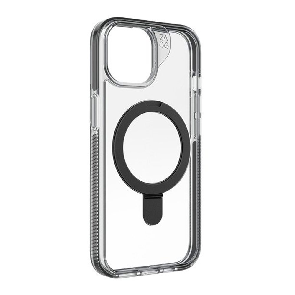 Picture of Apple iPhone 15 6.1 Case | Zagg Santa Cruz Snap Ring Stand Magnetic Drop Protection Case for iPhone 15 6.1 (Black)