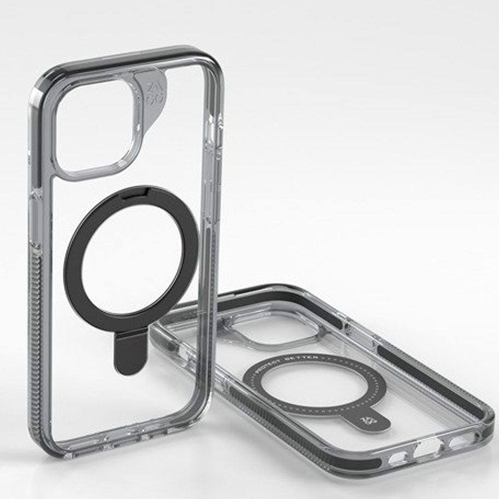 Picture of Apple iPhone 15 6.1 Case | Zagg Santa Cruz Snap Ring Stand Magnetic Drop Protection Case for iPhone 15 6.1 (Black)