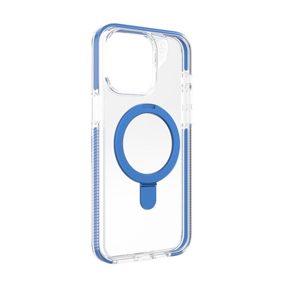 Picture of Apple iPhone 15 Pro 6.1 Case | Zagg Santa Cruz Snap Ring Stand Magnetic Drop Protection Case for iPhone 15 Pro 6.1 (Blue)