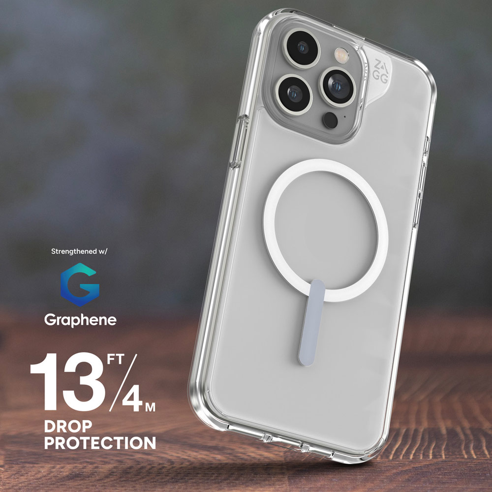 Picture of Apple iPhone 15 Pro Max 6.7 Case | Zagg Crystal Palace Snap Anti Yellow Magnetic Drop Protection Case for iPhone 15 Pro Max 6.7 (Clear)