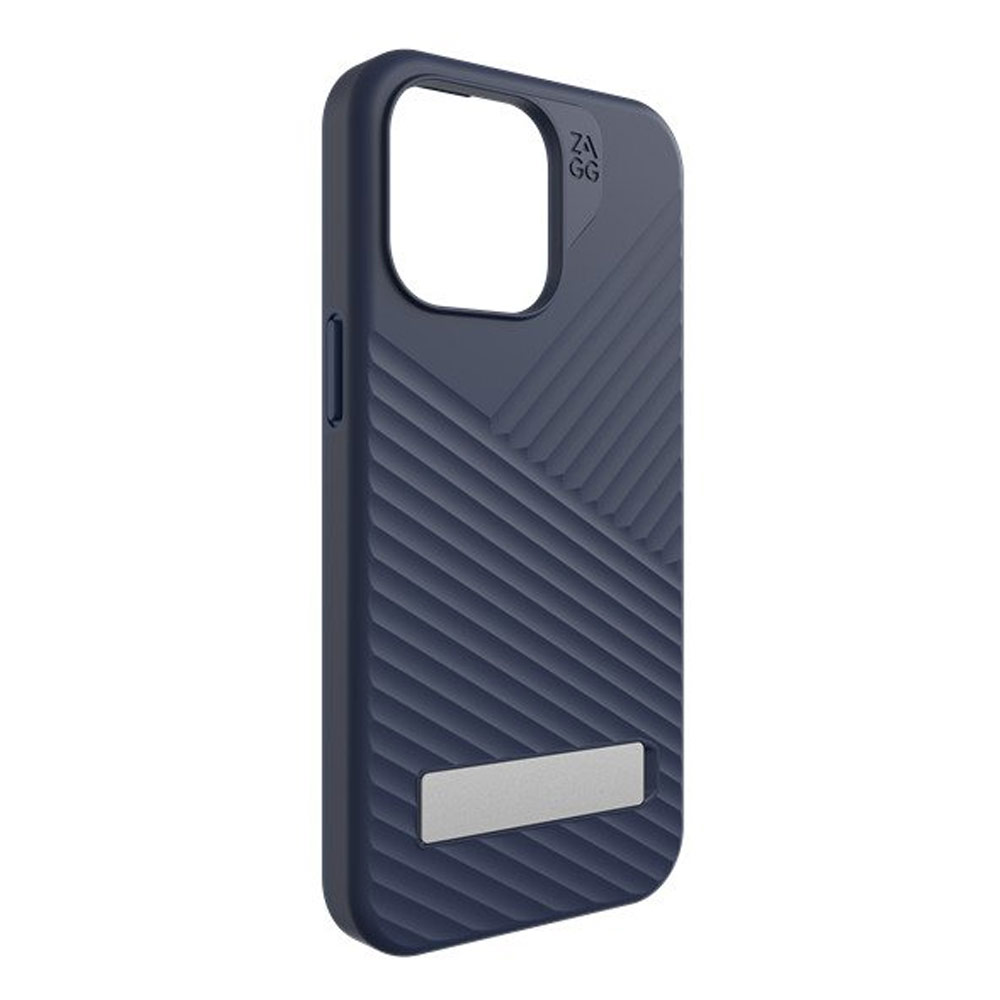 Picture of Apple iPhone 15 Pro 6.1 Case | Zagg Denali Snap Kickstand Magnetic Dual Layer Drop Protection Case for iPhone 15 Pro 6.1 (Blue)