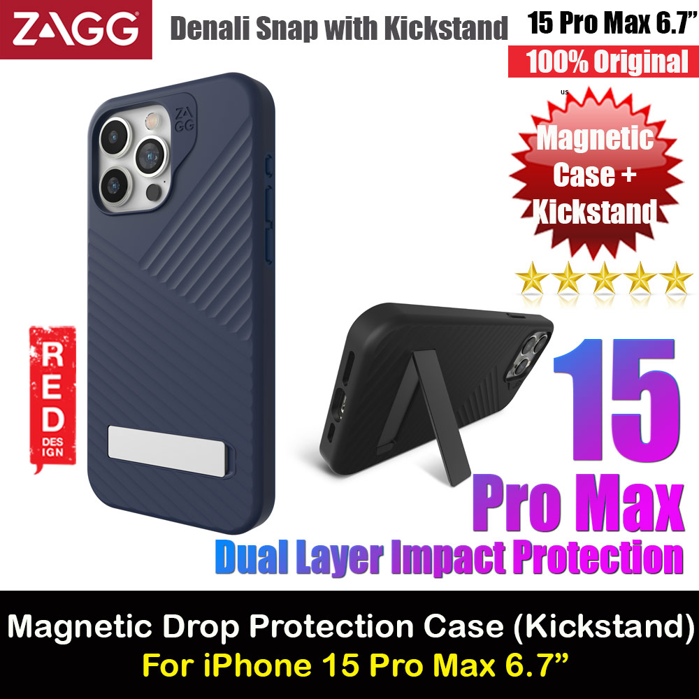 Picture of Zagg Denali Snap Kickstand Magnetic Dual Layer Drop Protection Case for iPhone 15 Pro Max 6.7 (Blue) Apple iPhone 15 Pro Max 6.7- Apple iPhone 15 Pro Max 6.7 Cases, Apple iPhone 15 Pro Max 6.7 Covers, iPad Cases and a wide selection of Apple iPhone 15 Pro Max 6.7 Accessories in Malaysia, Sabah, Sarawak and Singapore 