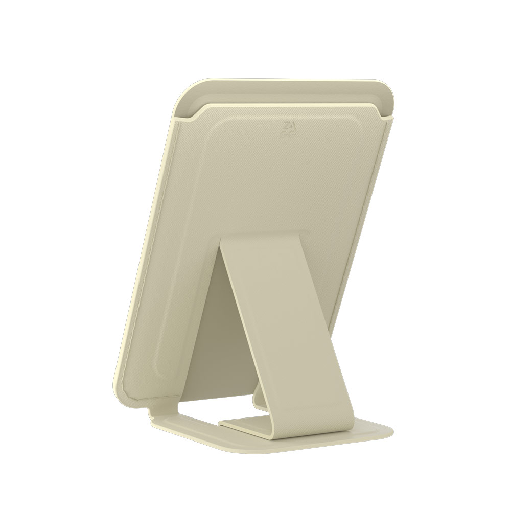 Picture of Apple iPhone 16 Pro Max 6.9 | Zagg Essential Snaps Wallet Magnetic Compatible Wallet with Kickstand for iPhone 14 Pro Max iPhone 15 Pro Max 16 Pro Max Card Holder Phone Stand (Cream)