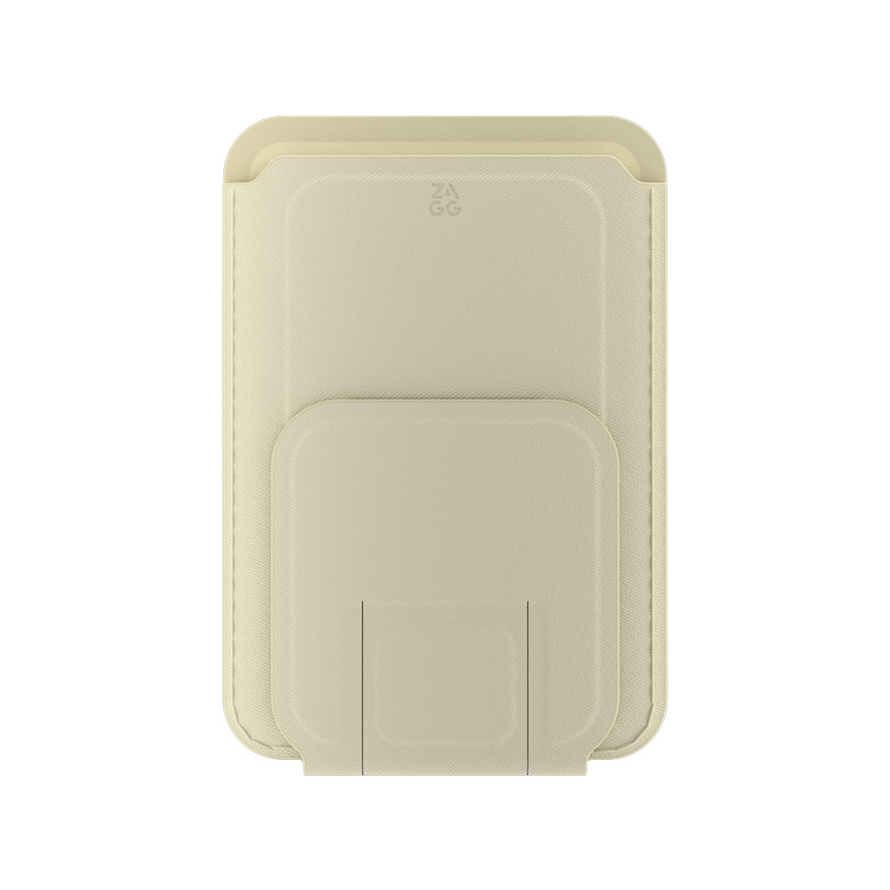 Picture of Apple iPhone 16 Pro Max 6.9 | Zagg Essential Snaps Wallet Magnetic Compatible Wallet with Kickstand for iPhone 14 Pro Max iPhone 15 Pro Max 16 Pro Max Card Holder Phone Stand (Cream)