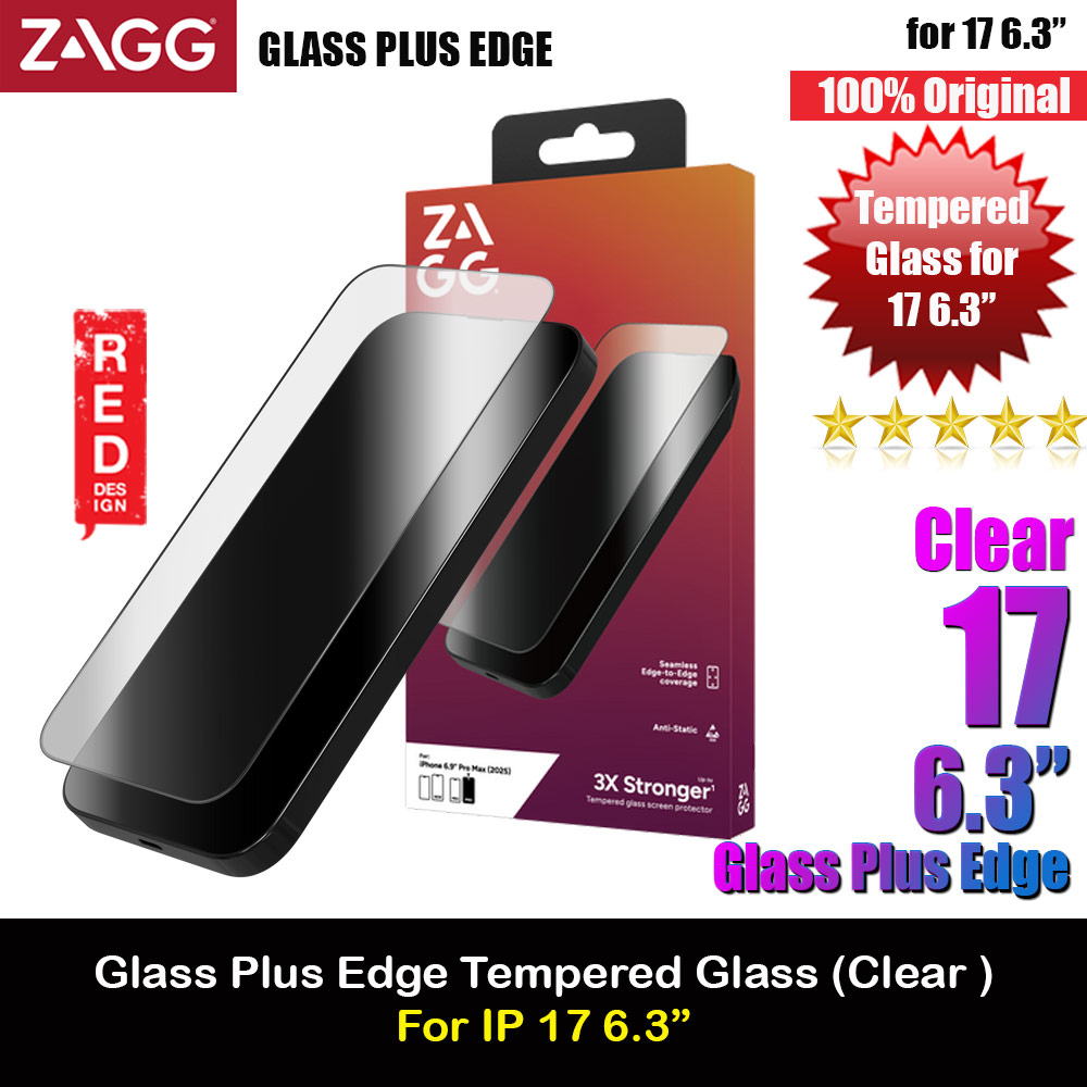Picture of Zagg Glass Plus Edge Tempered Glass Screen Protector with Easy Installation Tray for iPhone 17 6.3 (Clear) Apple iPhone 17 6.3- Apple iPhone 17 6.3 Cases, Apple iPhone 17 6.3 Covers, iPad Cases and a wide selection of Apple iPhone 17 6.3 Accessories in Malaysia, Sabah, Sarawak and Singapore 