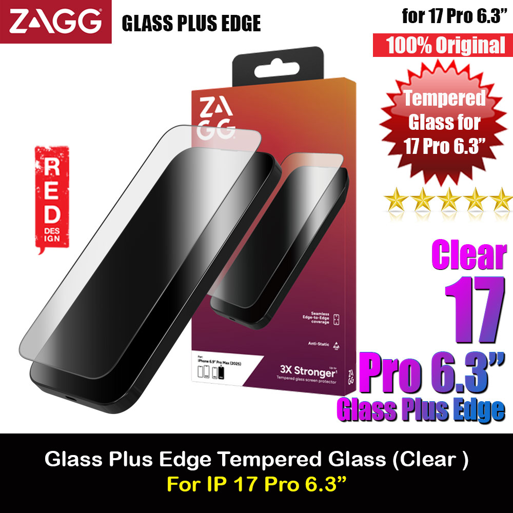 Picture of Zagg Glass Plus Edge Tempered Glass Screen Protector with Easy Installation Tray for iPhone 17 Pro 6.3 (Clear) Apple iPhone 17 Pro 6.3- Apple iPhone 17 Pro 6.3 Cases, Apple iPhone 17 Pro 6.3 Covers, iPad Cases and a wide selection of Apple iPhone 17 Pro 6.3 Accessories in Malaysia, Sabah, Sarawak and Singapore 