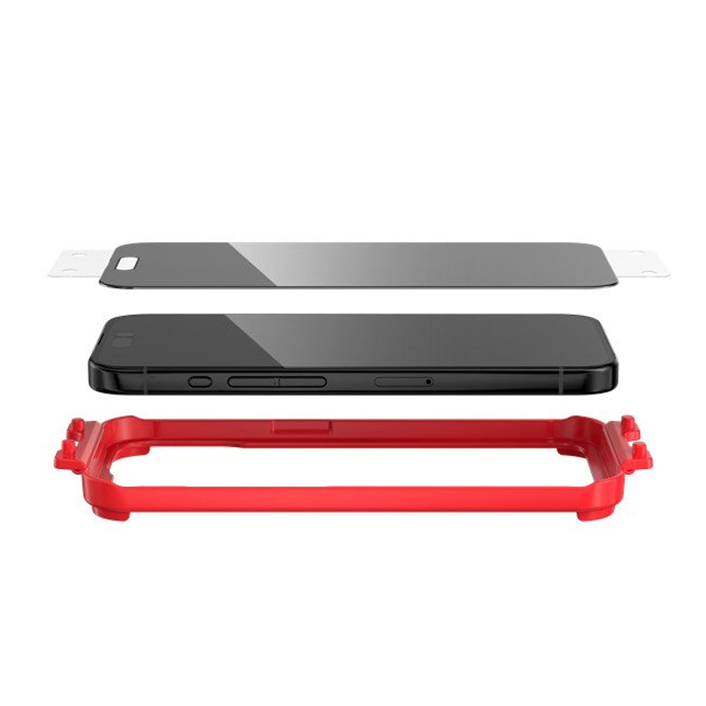 Picture of Apple iPhone 15 6.1 Screen Protector | Zagg Glass Elite Edge Anti Peep View Privacy Tempered Glass Screen Protector with Easy Installation Tray for iPhone 15 6.1 (2 Way Privacy)