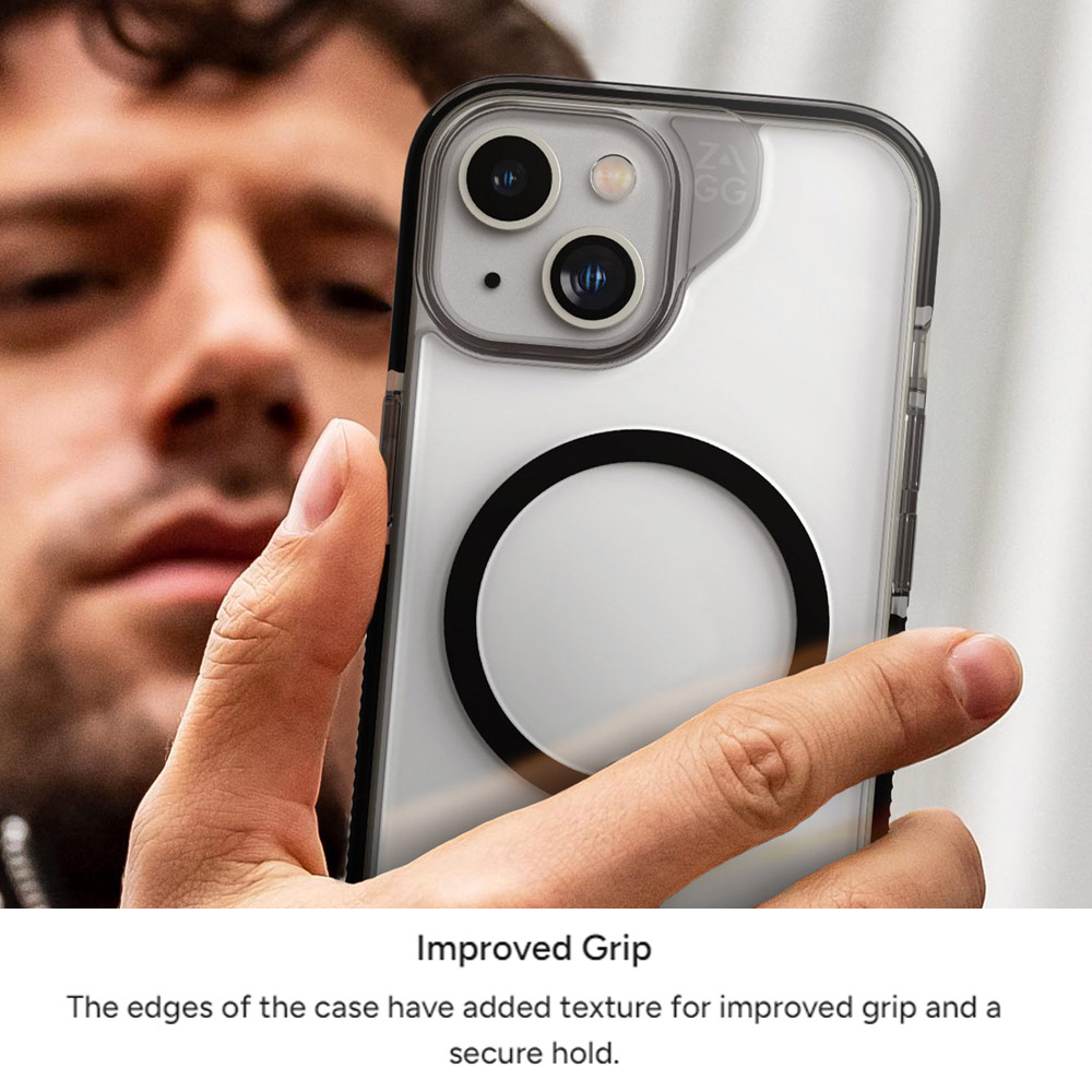 Picture of Apple iPhone 15 6.1 Case | Zagg Santa Cruz Snap Magnetic Slim Lightweight Non Slip Drop Protection Case for iPhone 15 6.1 (Black)