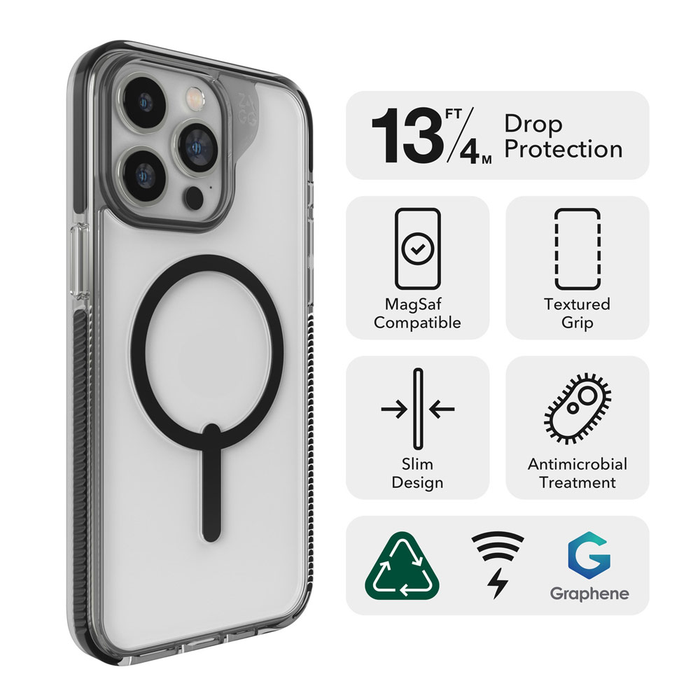 Picture of Apple iPhone 15 Pro 6.1 Case | Zagg Santa Cruz Snap Magnetic Slim Lightweight Non Slip Drop Protection Case for iPhone 15 Pro 6.1 (Black)
