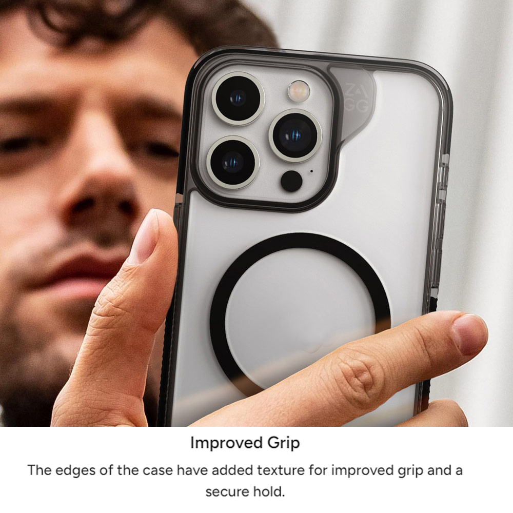 Picture of Apple iPhone 15 Pro 6.1 Case | Zagg Santa Cruz Snap Magnetic Slim Lightweight Non Slip Drop Protection Case for iPhone 15 Pro 6.1 (Black)